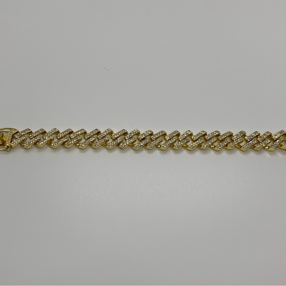 14k Gold Plated Cuban Prong Link Bracelet 13mm 8” Premium Bracelet Box Clasp